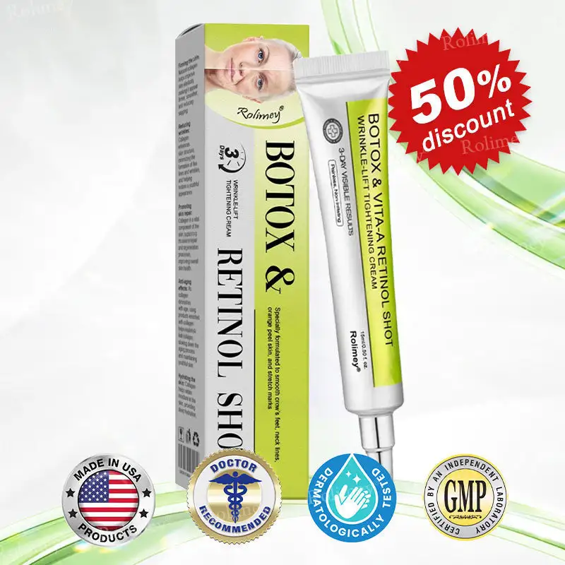 🎯 Made and shipped from the USA 🎉 Rolimey® Botox & Vita-A Retinol Shot Wrinkle-Lift Tightening Cream, Last Day Promotion 70% OFF